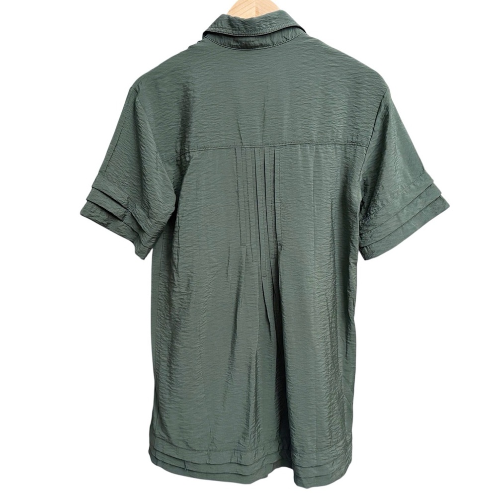 NWT Anthropologie Pilcro Short Sleeve Pintuck Tunic Shirt Dress Green - Picture 4 of 7